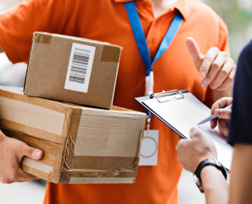 delivering a parcel to a client